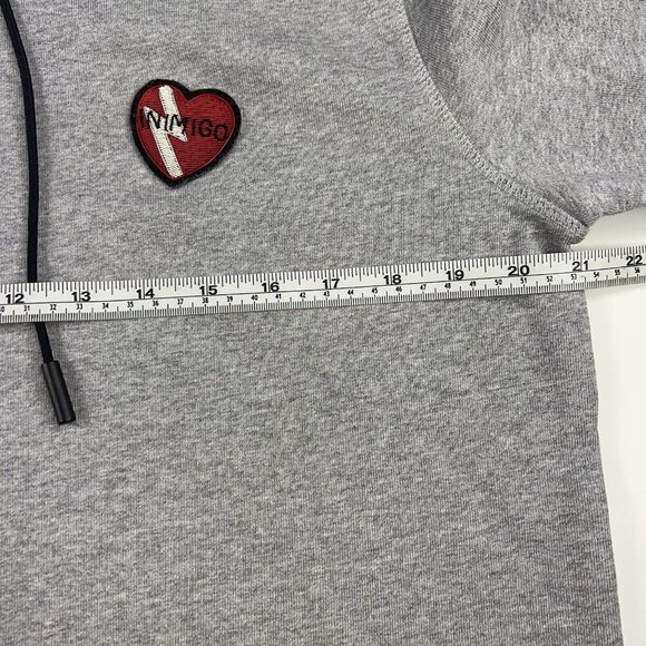 Inimigo Men’s Hoodie Embroidery Grey Sweater Red Heart Logo Supima Cotton M $195 - Picture 11 of 12